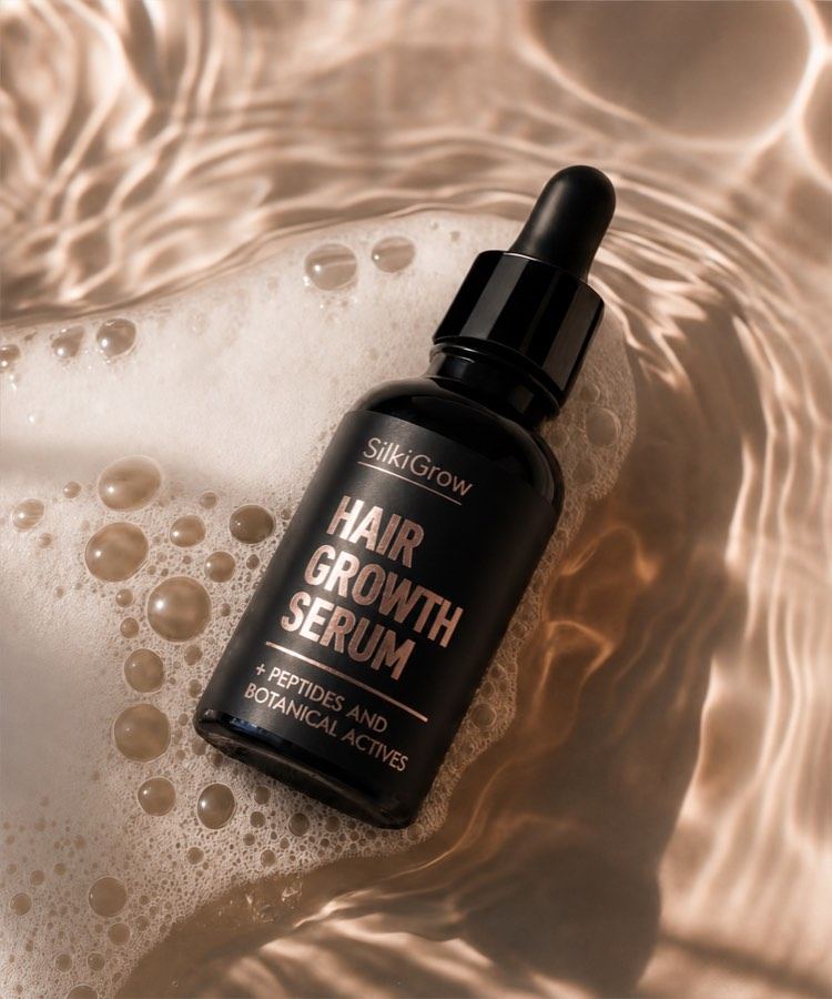Dropper bottle of the SilkiGrow hair serum